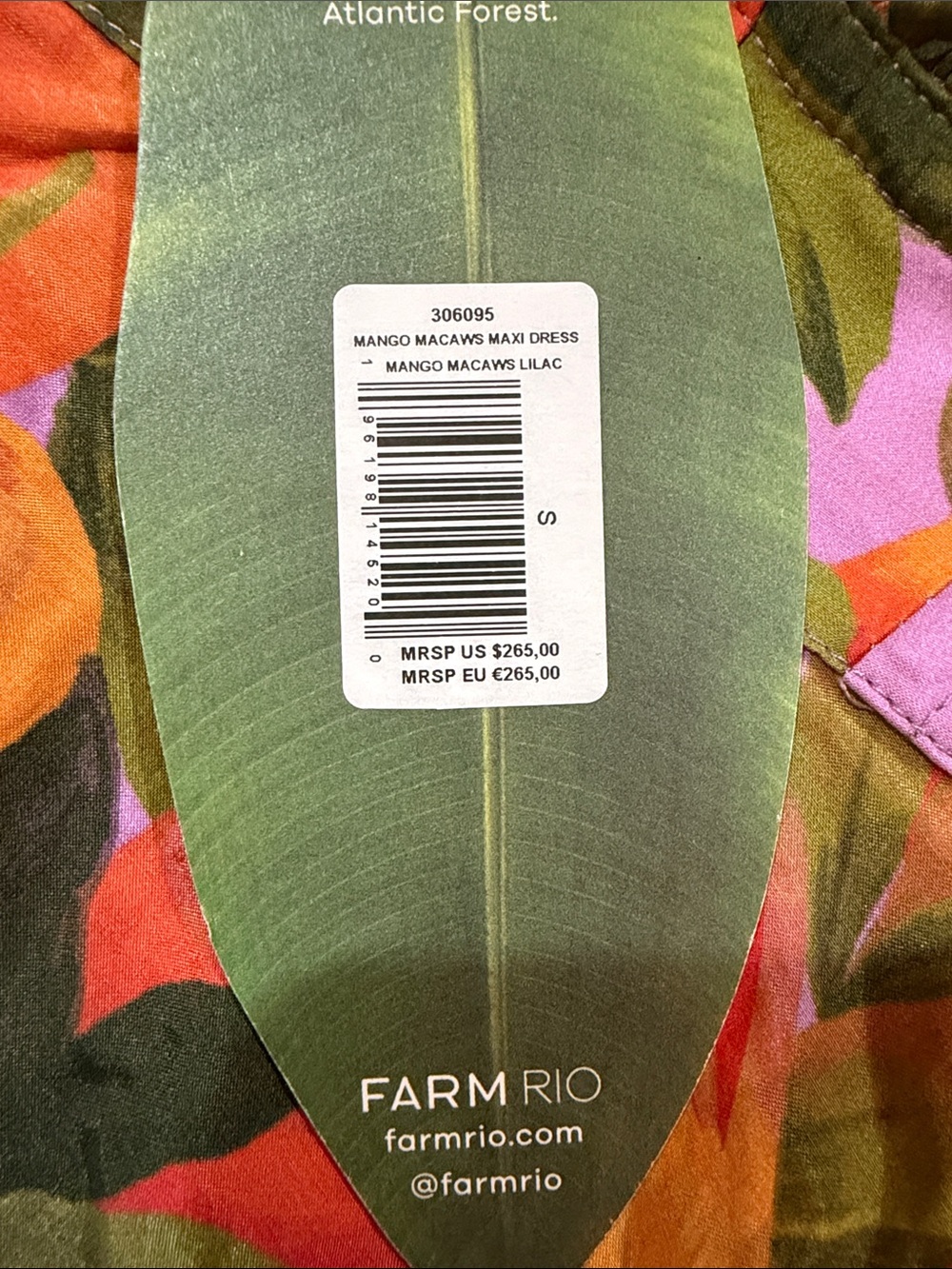 NWT Farm Rio Mango Macaws Maxi Dress SZ S - Picture 5 of 5